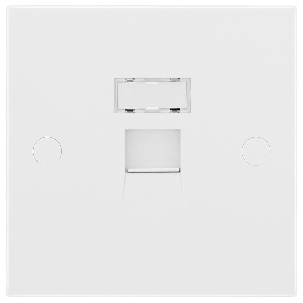 BG White Moulded Square Edge Single RJ45 Telephone Socket IDC Type