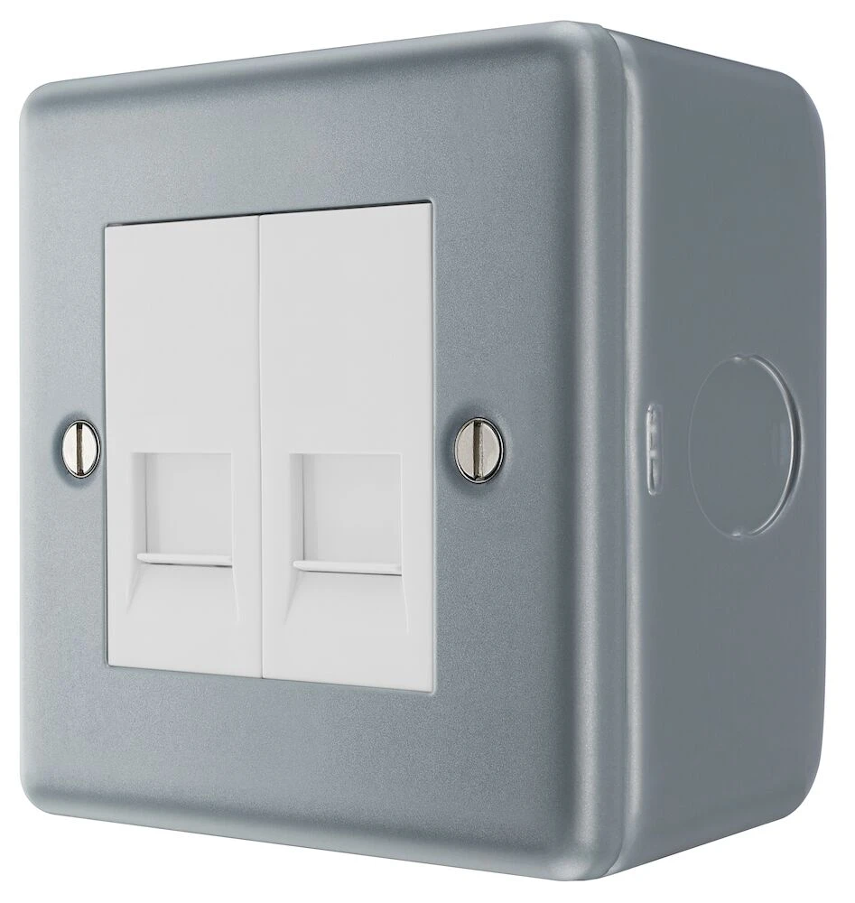 BG Metal Clad Double RJ45 Telephone Socket, IDC Type