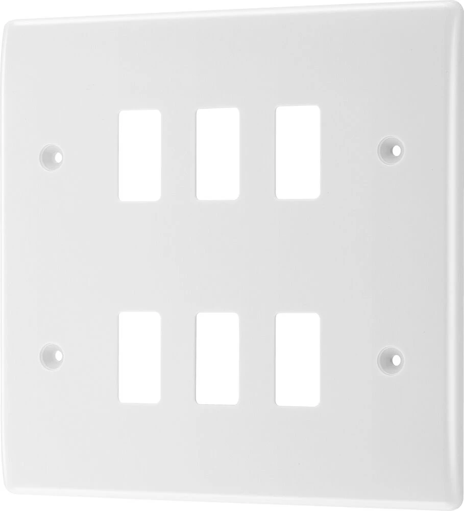 BG Grid Nexus Series White Moulded Front Plate 6 Module