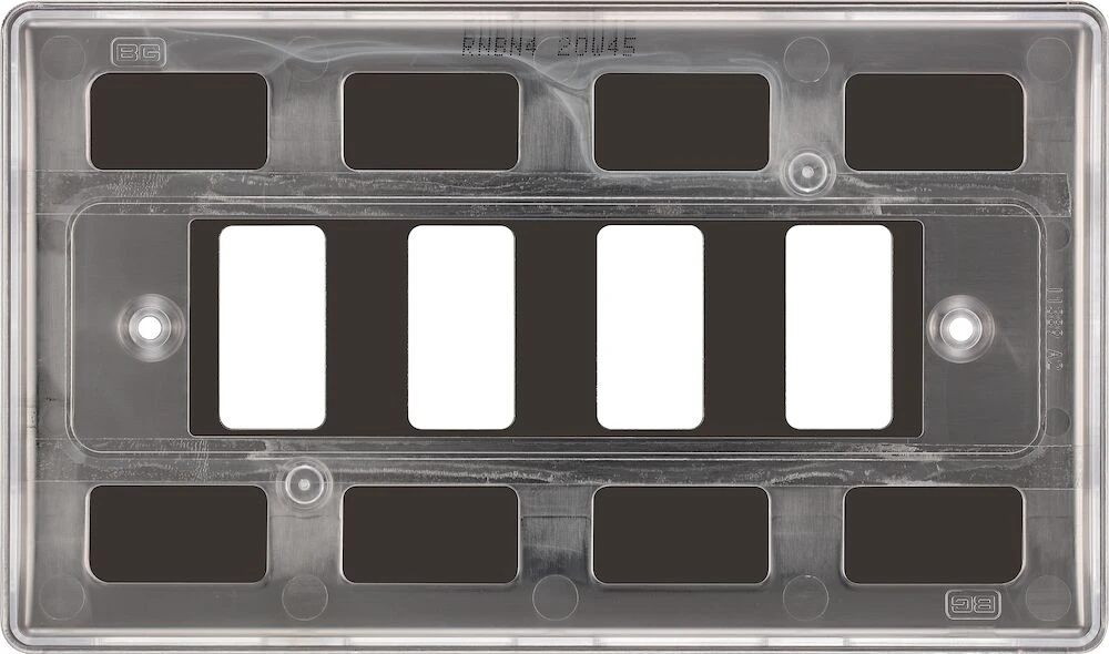 BG Grid Nexus Metal Rectangular Front Plate 4 Module, Black Nickel