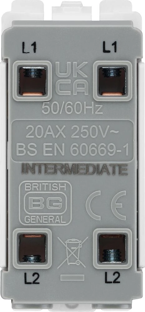 BG Grid 20A Switch Module Intermediate, White