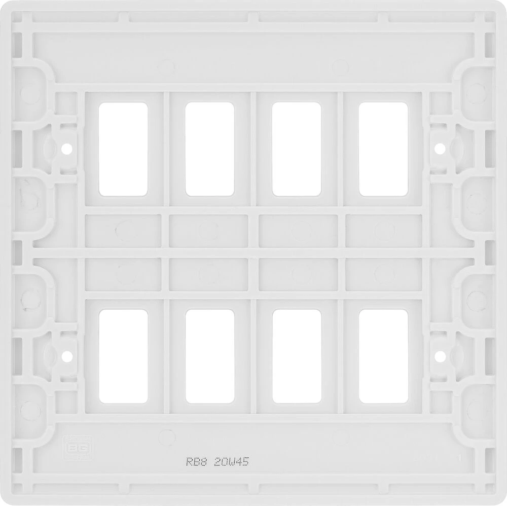 BG Grid Nexus Series White Moulded Front Plate 8 Module