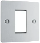 BG Screwed Flat plate Brushed Steel Square Euro Module Front Plate 1 Module