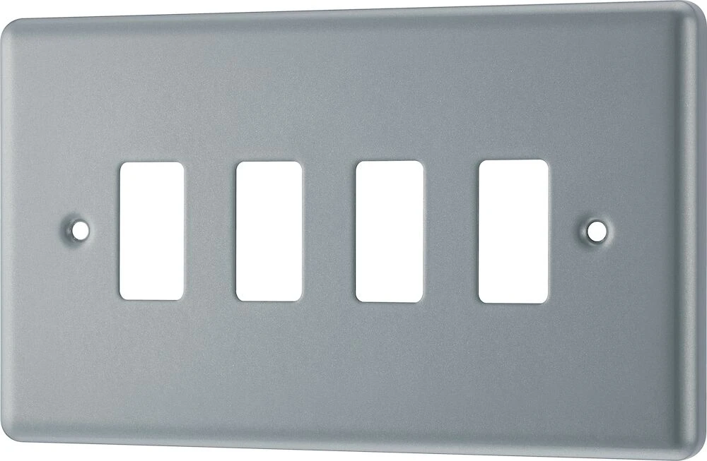 BG Grid Metal Clad Rectangular Front Plate 4 Module