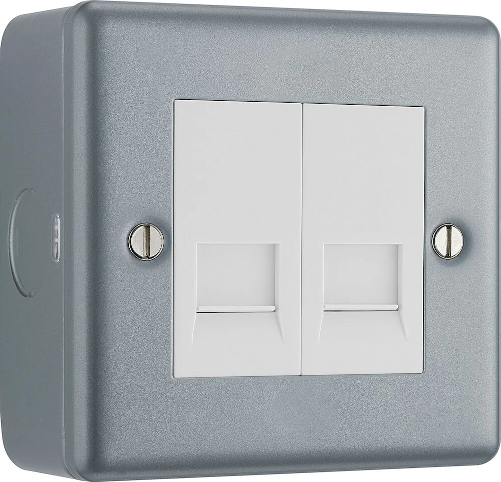 BG Metal Clad Double Secondary Telephone Socket, Screw Type