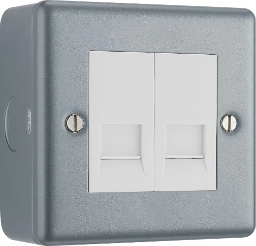 BG Metal Clad Double Secondary Telephone Socket, Screw Type