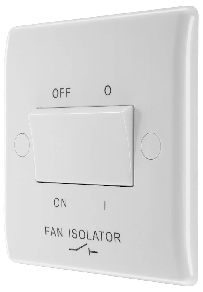 BG Nexus Series White Moulded 10AX Triple Pole Fan Isolator Switch