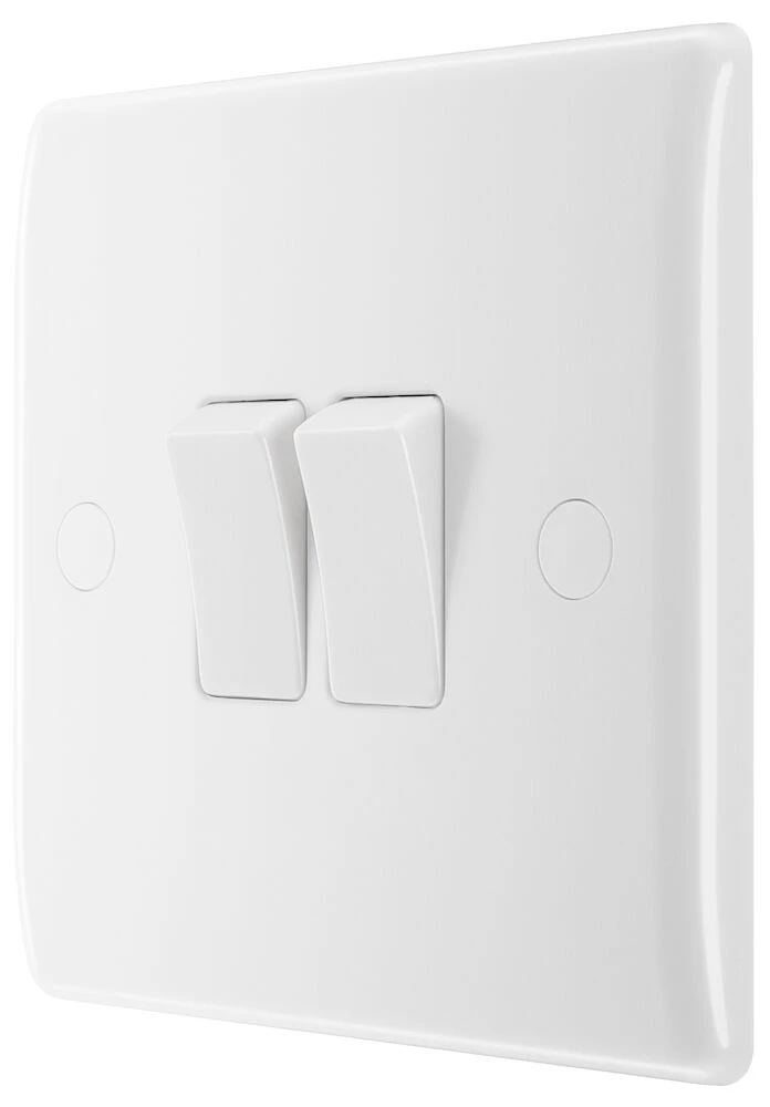 BG Nexus Series White Moulded 20A 16AX Double Switch 2 Way