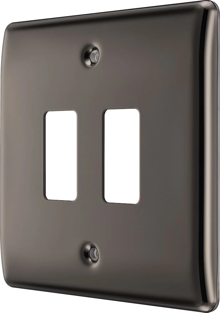 BG Grid Nexus Metal Square Front Plate 2 Module, Black Nickel