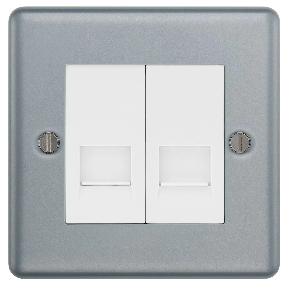BG Metal Clad Double RJ45 Telephone Socket, IDC Type