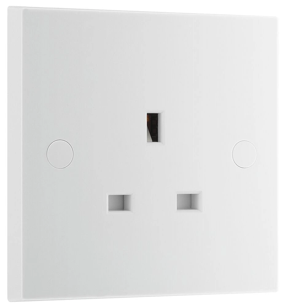 BG White Moulded Square Edge 13A Single Unswitched Socket