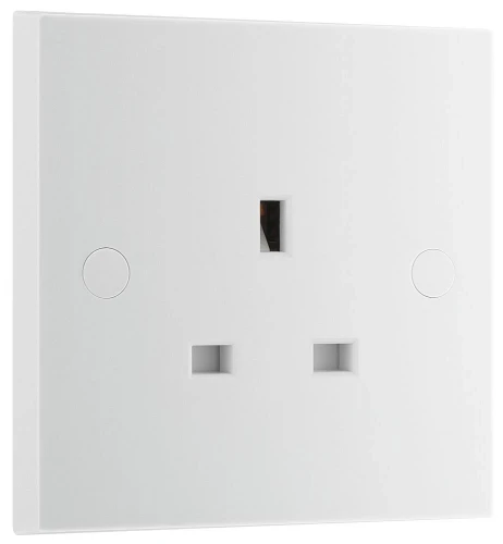 BG White Moulded Square Edge 13A Single Unswitched Socket