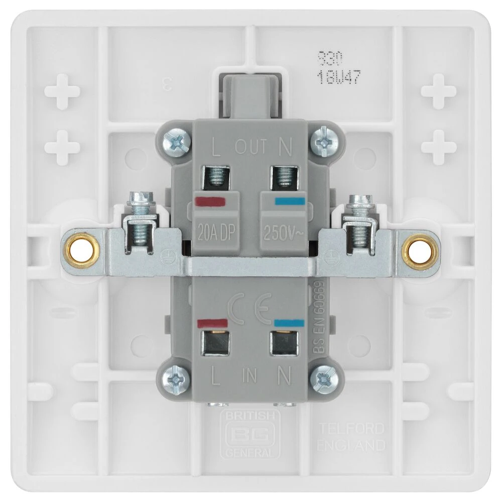 BG Nexus Series White Moulded 20A Double Pole Switch