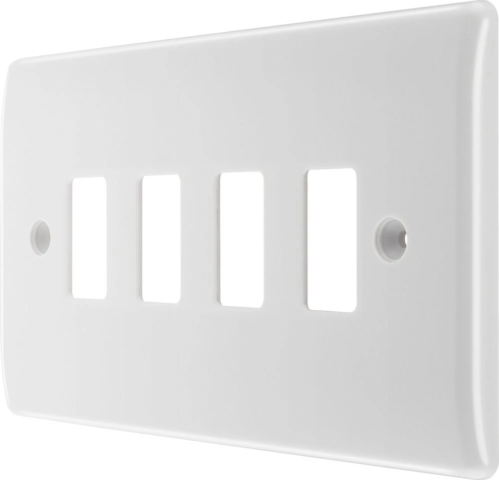 BG Grid Nexus Series White Moulded Front Plate 4 Module