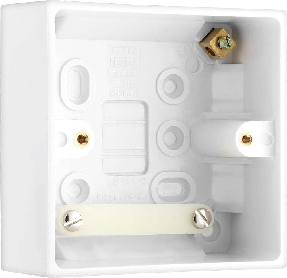 BG White Moulded Square Edge Single Surface Box 45mm