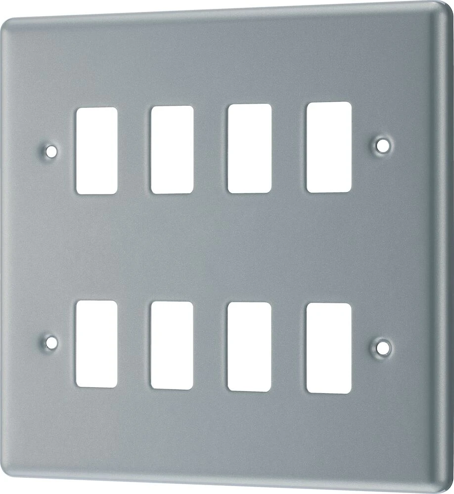 BG Grid Metal Clad Square Front Plate 8 Module