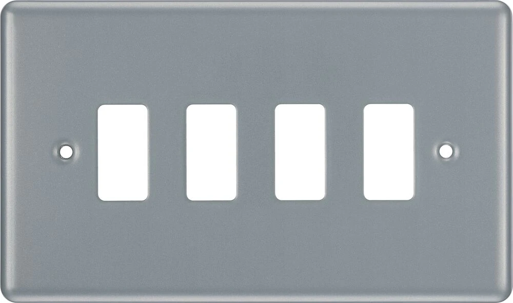 BG Grid Metal Clad Rectangular Front Plate 4 Module