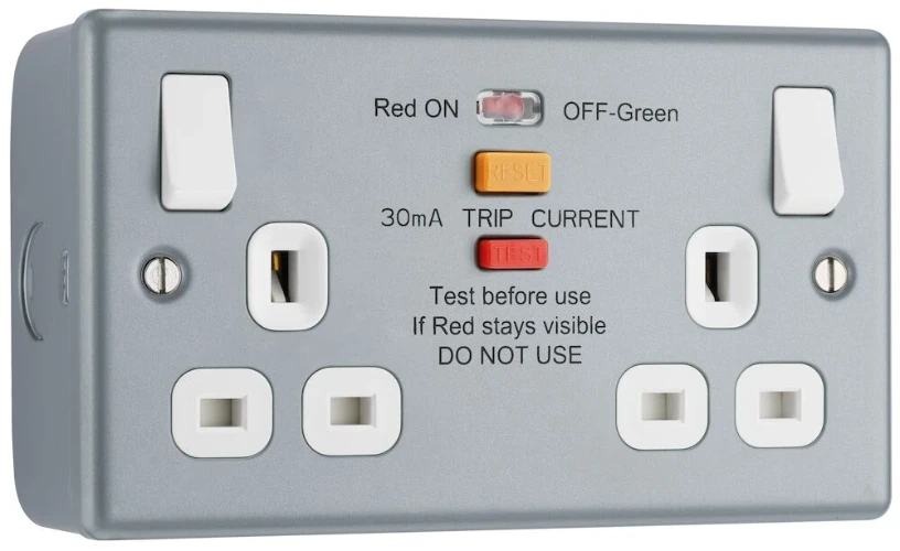 BG Metal Clad 13A Double Switched Socket with Integrated Latching Type A RCD