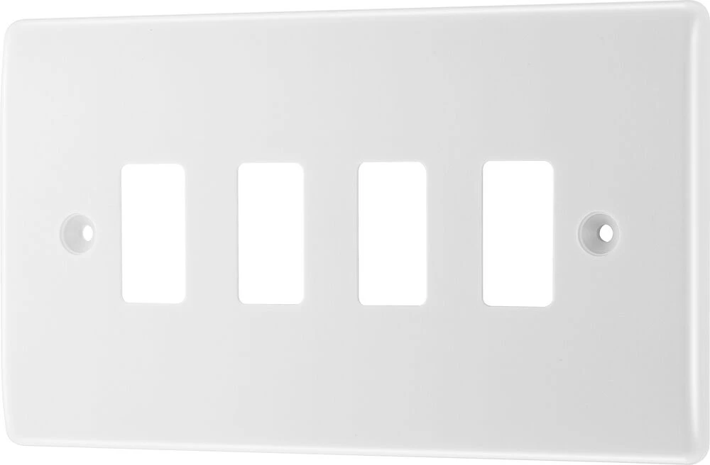 BG Grid Nexus Series White Moulded Front Plate 4 Module
