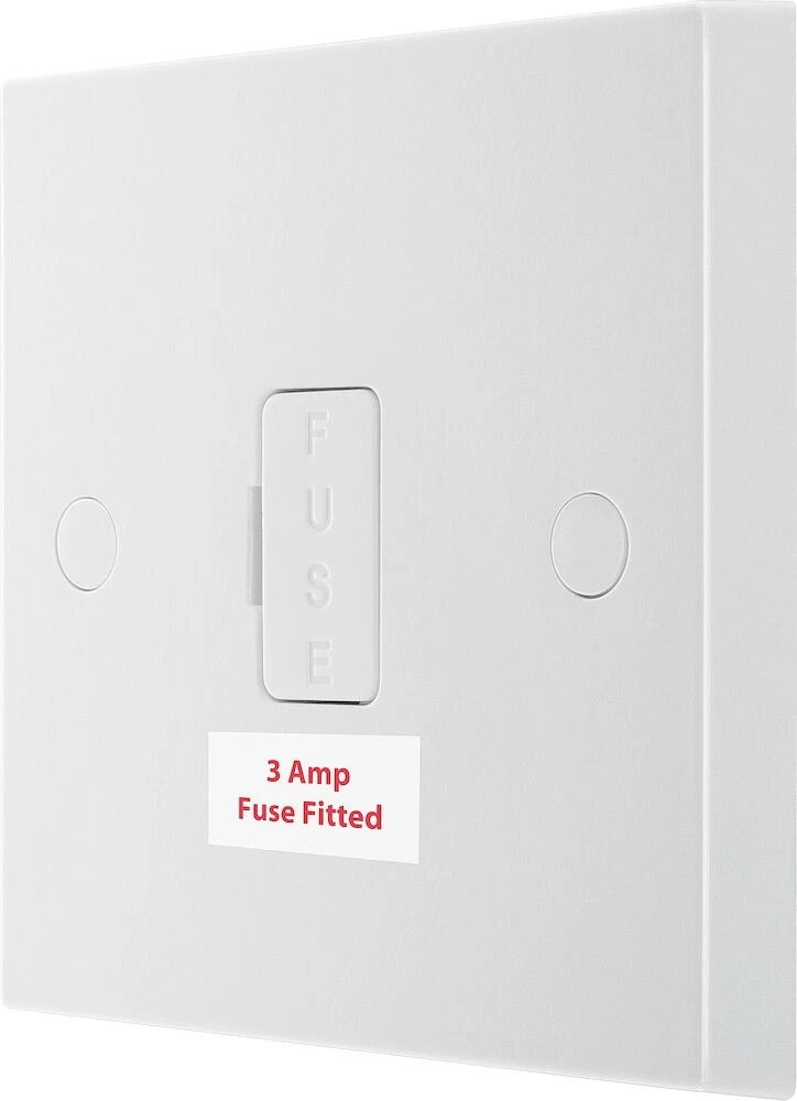 BG White Moulded Square Edge 3A Unswitched Fused Connection Unit