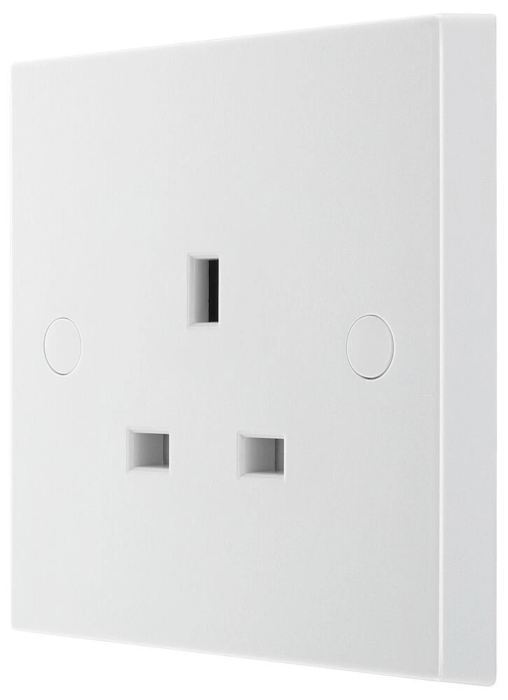 BG White Moulded Square Edge 13A Single Unswitched Socket