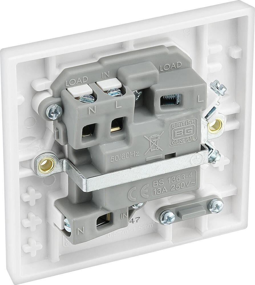 BG White Moulded Square Edge 13A Switched Fused Connection Unit with LED Indicator