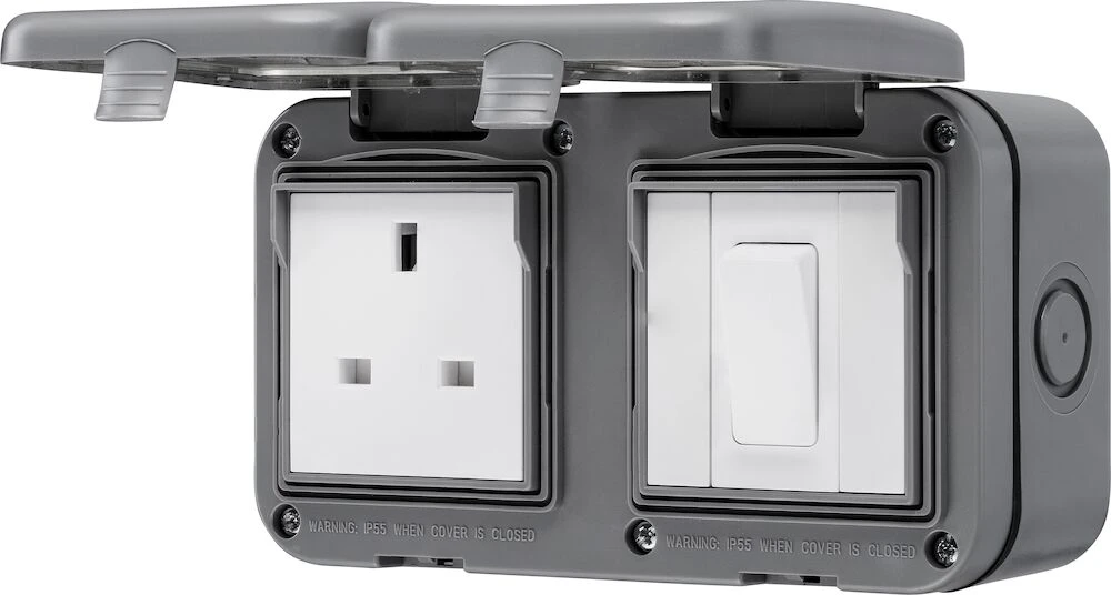 Weatherproof 13A Single Socket With Single Switch, IP55