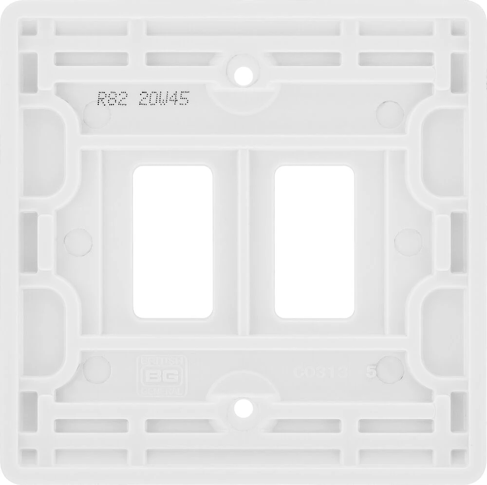 BG Grid Nexus Series White Moulded Front Plate 2 Module