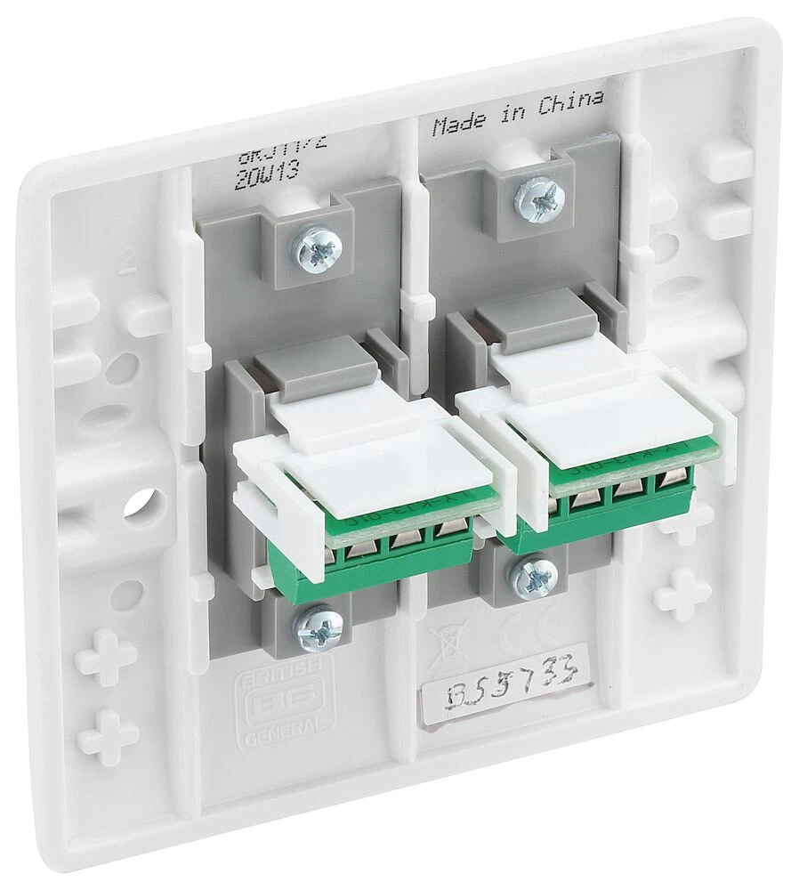 BG Nexus Series White Moulded Double RJ11 Telephone Socket Screw Type