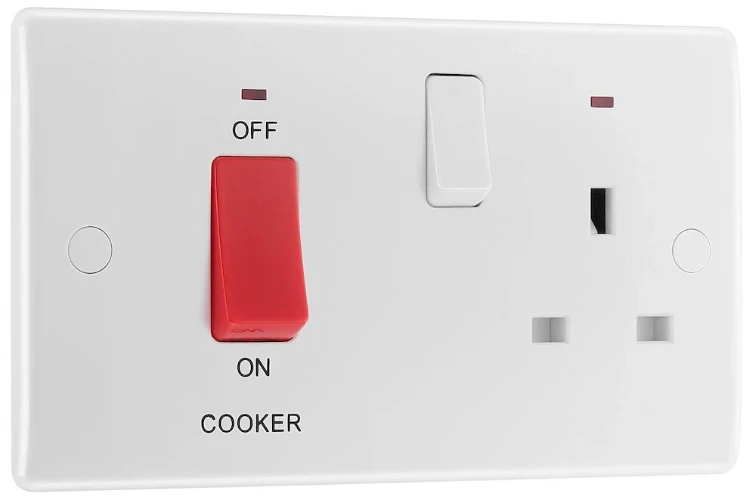 BG Nexus Series White Moulded 45A Cooker Control Unit With 13A Socket And LED Indicators