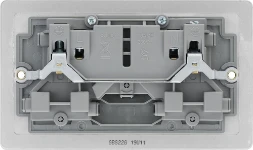 BG Screwed Flatplate, Brushed Steel, Double Switched 13A Power Socket