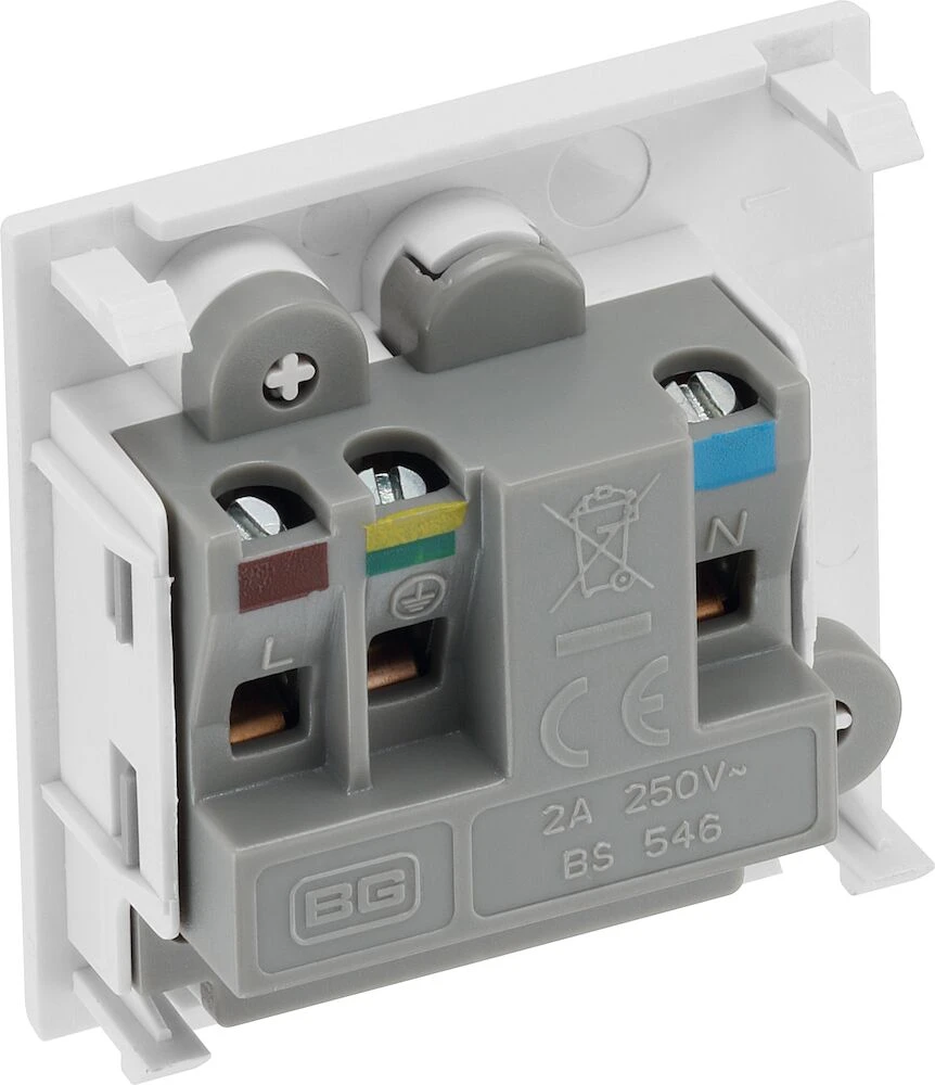 BG Euro Module 2A Round Pin Socket, Unswitched, White