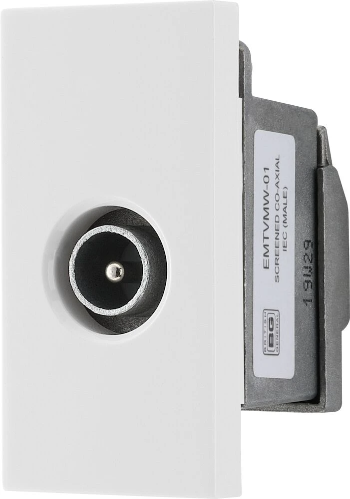 BG Euro Module IEC, Screened, Male, White