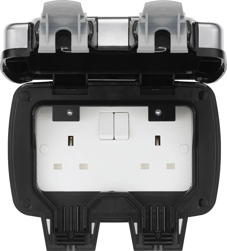 BG Decorative Weatherproof 13A Double Switched Socket, Double Pole, IP66
