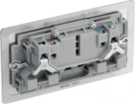 BG Screwed Flatplate, Brushed Steel, Double Switched 13A Power Socket