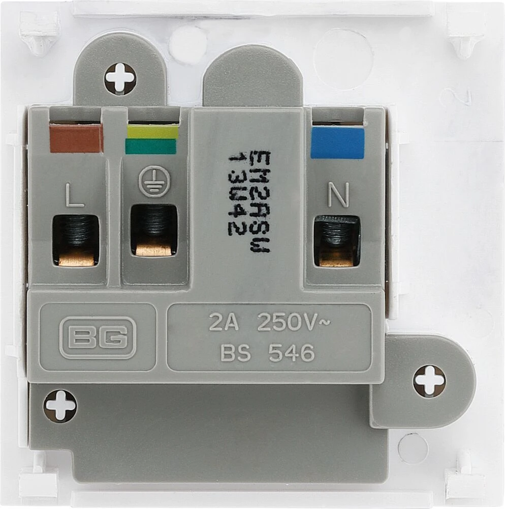 BG Euro Module 2A Round Pin Socket, Unswitched, White