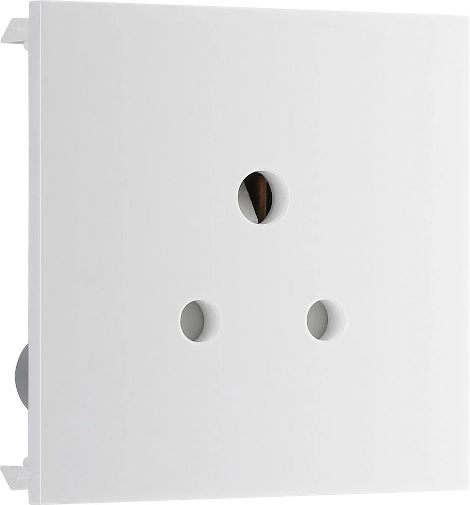 BG Euro Module 2A Round Pin Socket, Unswitched, White