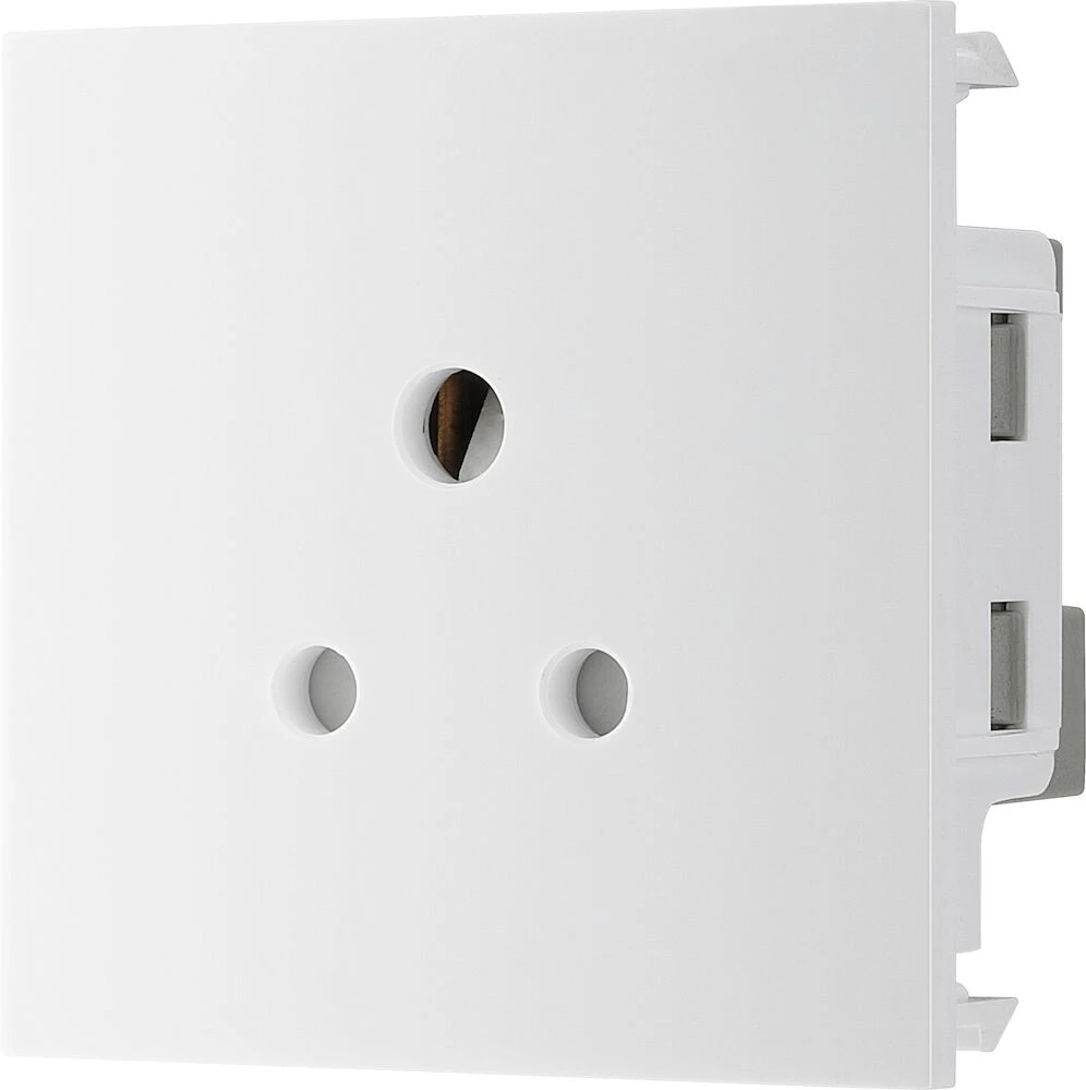 BG Euro Module 2A Round Pin Socket, Unswitched, White