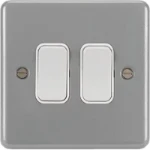 10AX 2 Gang 2 Way Metalclad Wall Switch & Back Box with Knockouts