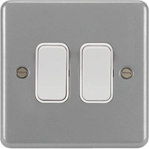 10AX 2 Gang 2 Way Metalclad Wall Switch & Back Box with Knockouts