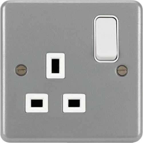 1 Gang Double Pole Metalclad Switched Socket & Back Box with Knockouts
