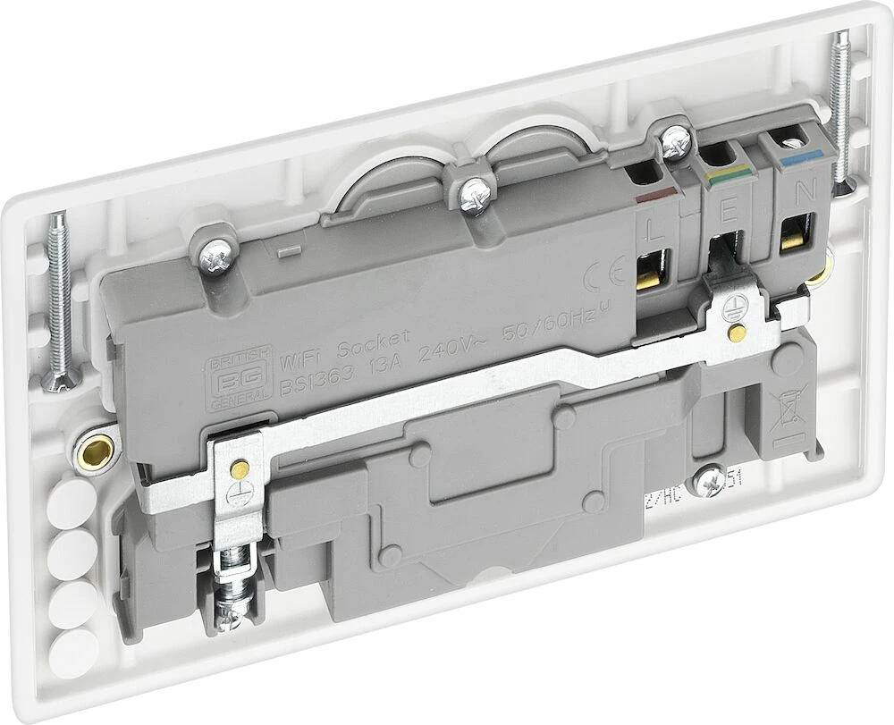 BG Nexus Series White Moulded 13A Double Switched Socket with Smart Home Control