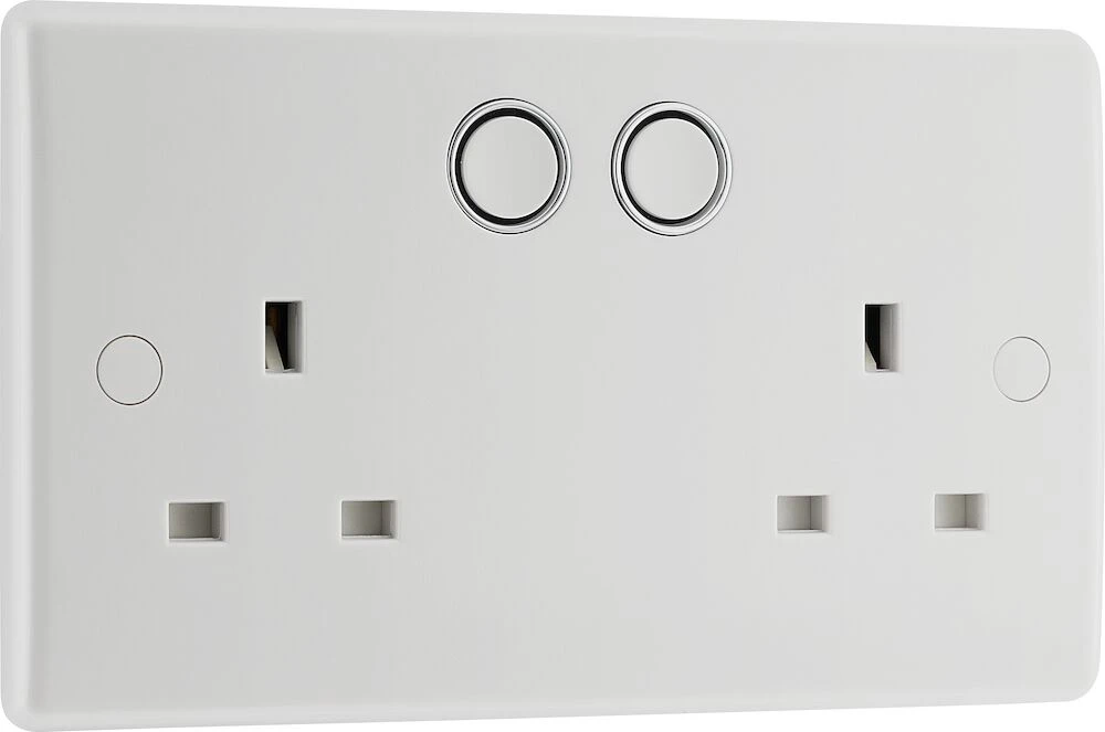 BG Nexus Series White Moulded 13A Double Switched Socket with Smart Home Control