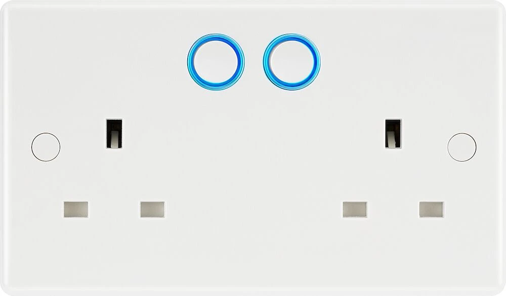 BG Nexus Series White Moulded 13A Double Switched Socket with Smart Home Control