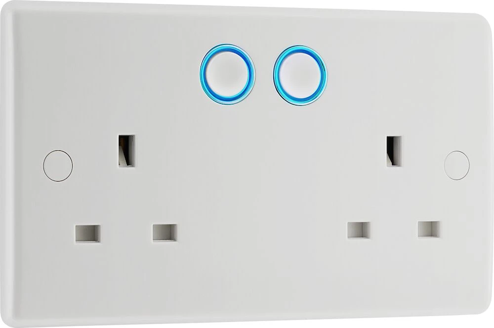 BG Nexus Series White Moulded 13A Double Switched Socket with Smart Home Control