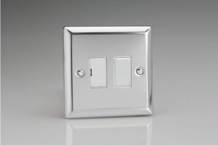 Varilight 13A Switched Fused Spur Classic Mirror Chrome with White Insert
