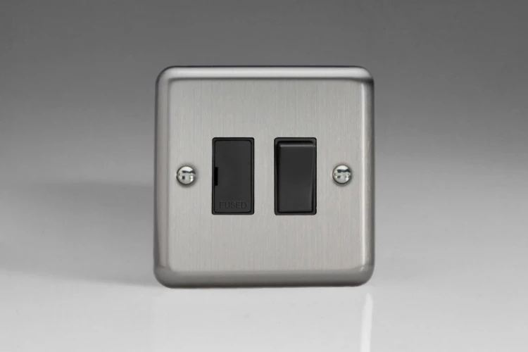 Varilight 13A Switched Fused Spur Classic Matt Chrome with Black Insert