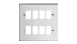 Deta Grid Deta Slimline Décor 8 Gang Grid Plate Chrome