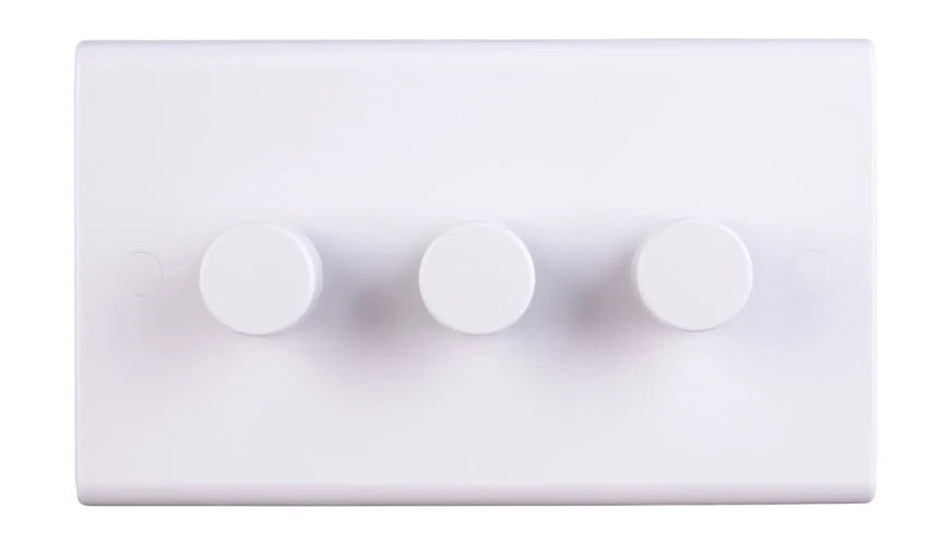 Deta Slimline 3 Gang 100W Trailing Edge LED Dimmer with 2 Way Switching