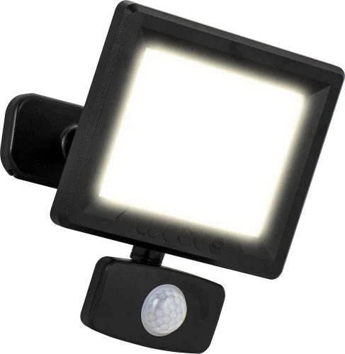 Luceco Essence floodlight with ball joint 20W black 4000k colour temp with PIR 